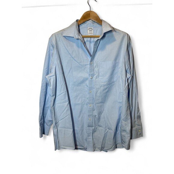 Brooks Brothers Shirt Mens 17 1/2 34‎ Blue Regular Business Office Stretch Pima - Picture 1 of 3